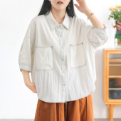 明线极简肌理感天丝棉衬衣 手感软糯 正式 绿素棉 休闲两不误衬衫