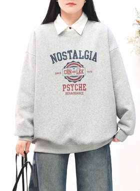 12.25新 美式字母数码印花大码套头卫衣女 简约运动休闲风上衣春