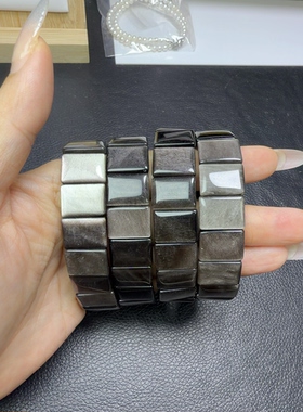天然黑曜石手牌银眼黑曜石手牌卡15mm