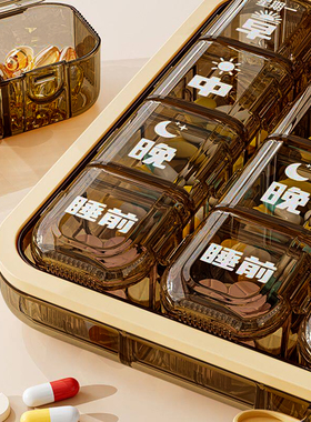 老年人分药盒一周七天便携药品分装盒吃药提醒一日三餐健忘小药盒