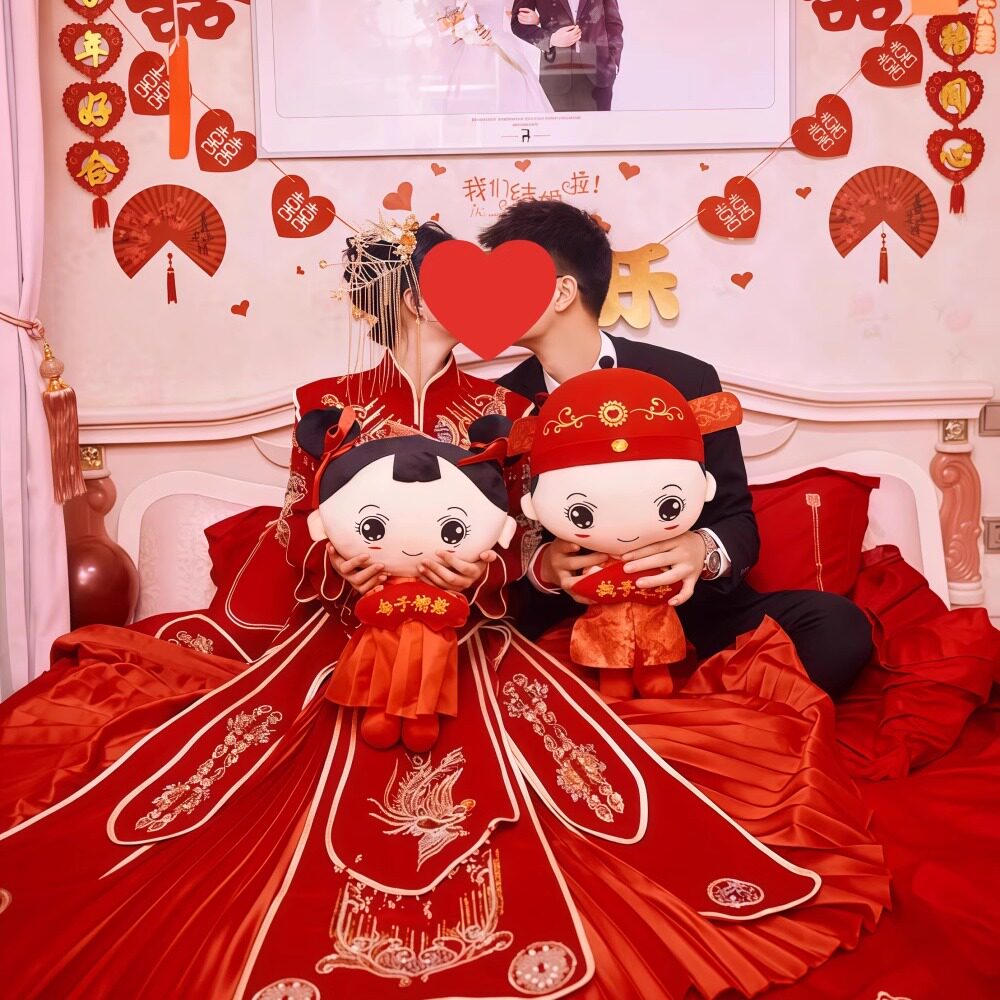 精品压床娃娃一对结婚新款