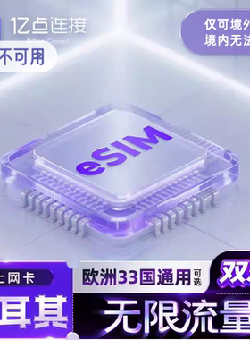 eSIM土耳其电话卡4/5G上网卡可选无限流量欧洲33国通用虚拟手机
