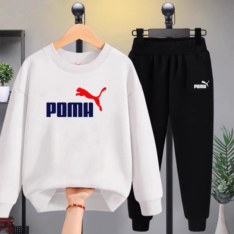 儿童秋冬款纯棉休闲圆领卫衣套装男女中大童潮酷帅气两件套运动服