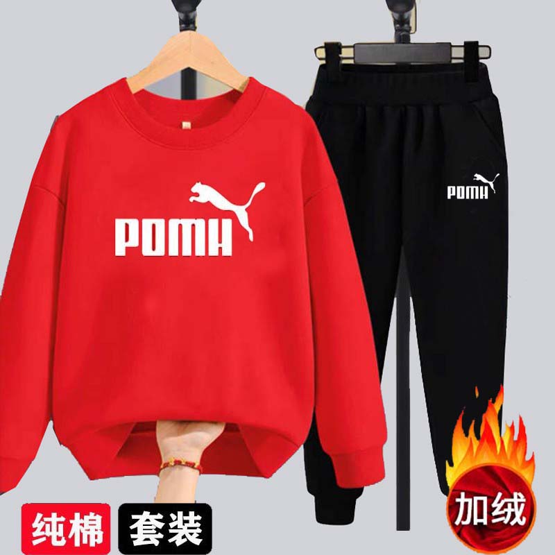 儿童秋冬款纯棉休闲圆领卫衣套装男女中大童潮酷帅气两件套运动服