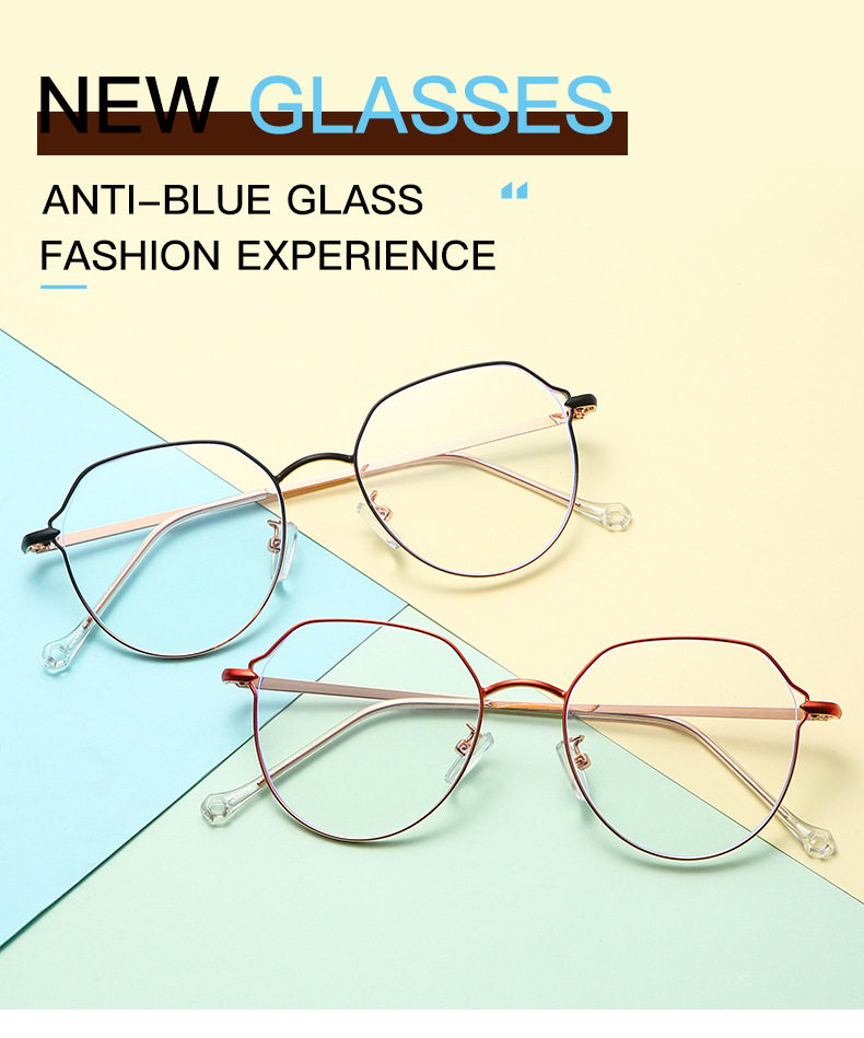 新款日系简约近视框架渐变防蓝光眼镜 复古金属小清新学生平光镜