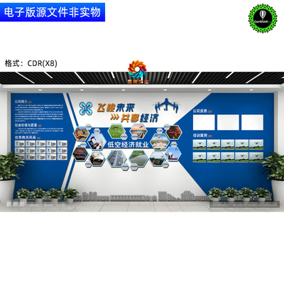 无人机培训文化墙低空经济就业领域展板挂图公司资质形象墙素材