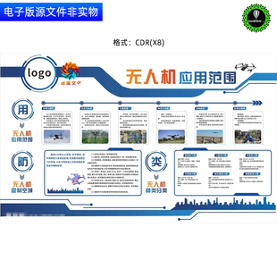 无人机文化墙低空经济应用领域科普形象墙无人机培训展板挂图素材