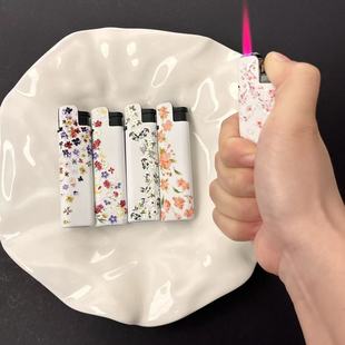 原创手工diy防风打火机高颜值网红爆款粉色火焰金属磨砂送男友潮