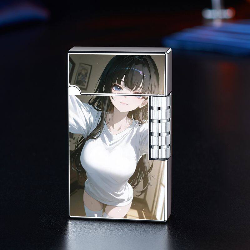 朗声打火机创意二次元动漫少女金属明火高颜值网红爆款新款送男友