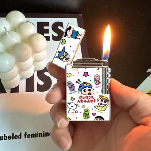 新款蜡笔小新充气打火机可爱卡通防风侧滑朗声创意个性送男友礼物