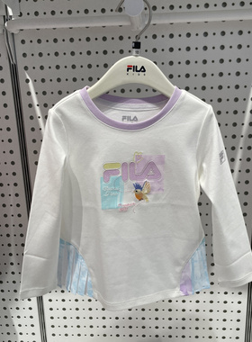 FILA斐乐童装2026春季新款女小童时尚洋气抗菌长袖T恤 K61G612201