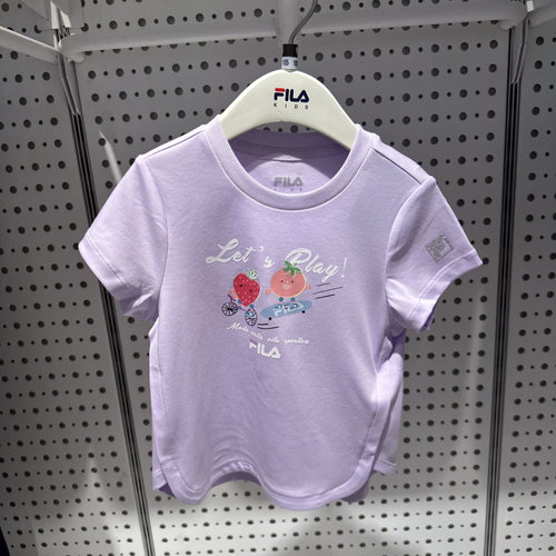 FILA斐乐儿童装纯棉短袖T恤2026夏季女小童针织短袖衫 K61G621101