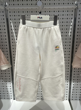 FILA斐乐童装2025冬季女小童宽松直筒休闲卫裤针织长裤K11G544601