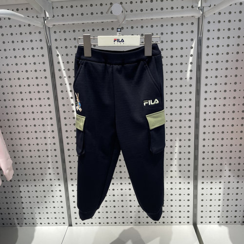 FILA斐乐童装25冬季男小童联名款潮流加绒束脚运动长裤K11B544605