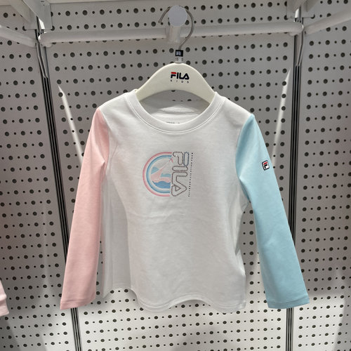 FILA斐乐童装2026年春季新款女小童针织长袖衫休闲T恤 K61G611202