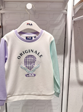 FILA斐乐童装2025秋季女小童休闲百搭圆领针织套头卫衣K11G531201