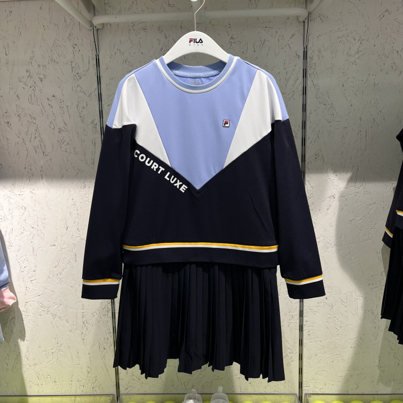 fila斐乐童装22年冬季女童长袖运动网球连衣裙k12g243311