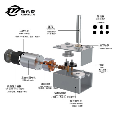 JGY370-6mm轴大扭矩带自锁金属齿轮马达永磁6v12v24v直流减速电机