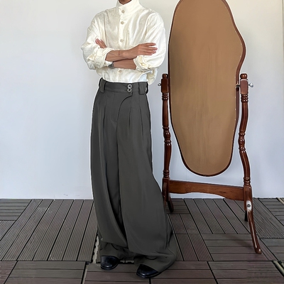 PCGO山本风阔腿两粒扣解构西裤