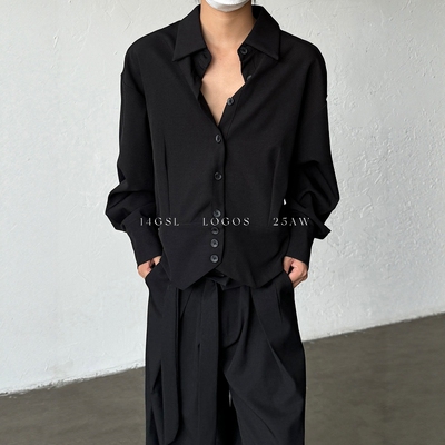 PCGO山本风不规则翻领长袖衬衫