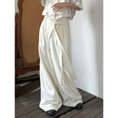 14GSL小众设计感山本风复古腰带高腰纯色阔腿西裤 PCGO 男女长裤