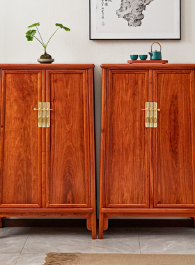 花梨木明式圆角柜实木中式红木刺猬紫檀面条柜A字柜收纳储物边柜