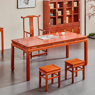 花梨木书桌家用办公桌刺猬紫檀新中式全实木电脑桌红木带抽学习台