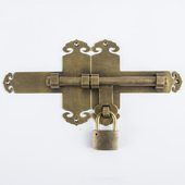 插销门闩门锁大门门栓加厚纯铜老式 门扣农村双开门 全铜仿古中式