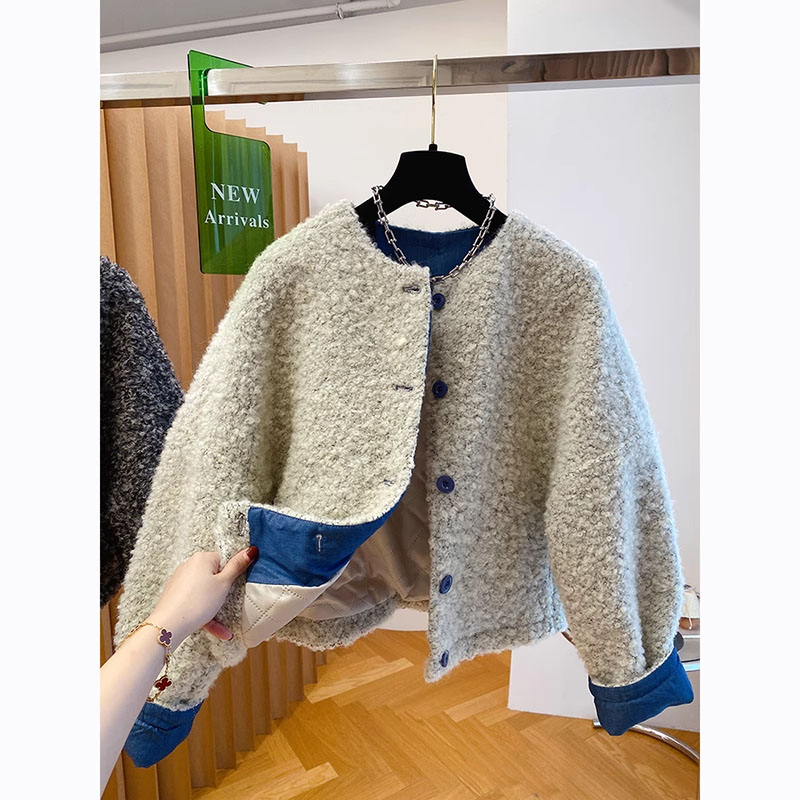 超好看加厚羊羔毛外套女冬2025新款宽松短款羊羔绒圈圈毛茸茸上衣