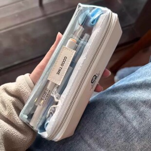 日系痛包简约透明笔袋轻奢小众不撞款极简风耐脏文具盒初中生双层文艺清新2025年新款超火女生白色系铅笔袋