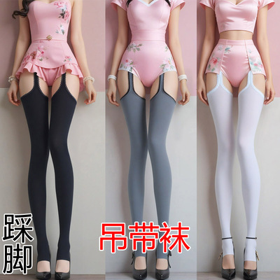 性感踩脚美腿连袜中厚吊带打底袜