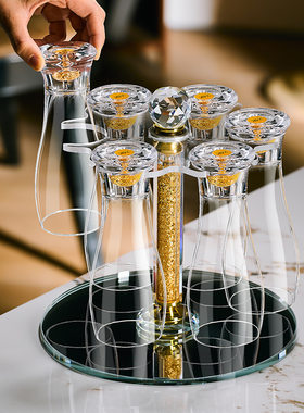 酒杯商用精酿啤酒杯加厚扎啤杯大容量玻璃杯啤酒杯金箔旋转杯架