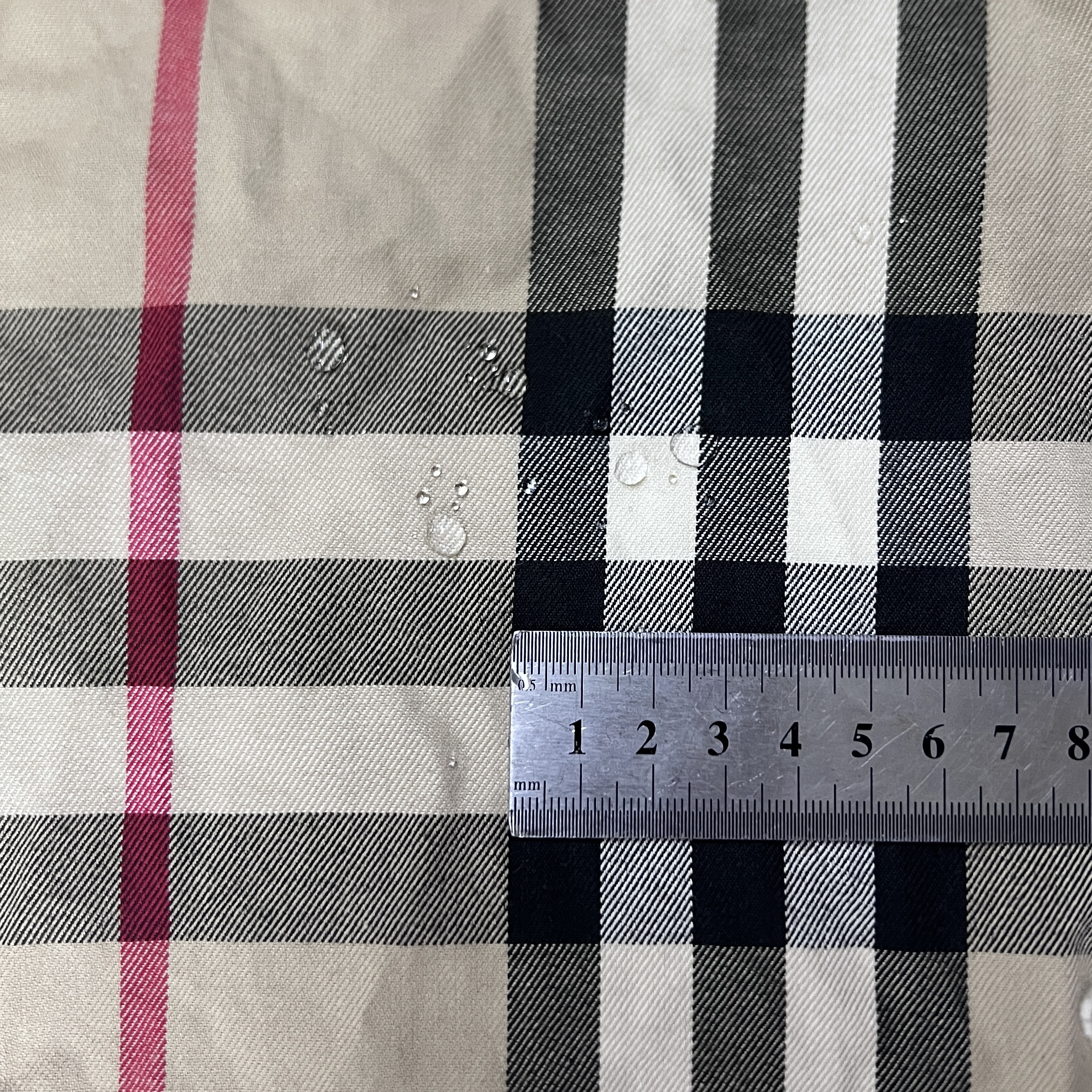 战壕风衣经典嘎巴甸大格子纯棉布料黄格黑格卡其格2025新款面料