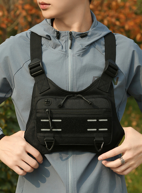 男士新款机能马甲胸包户外骑行背包机车包多功能胸前包战术胸包男