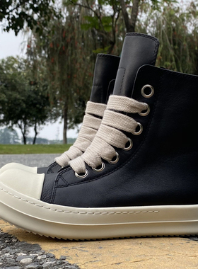 2025 ss RO FABLED 厚底高帮鞋男粗鞋带真皮休闲系带韩版黑白女鞋