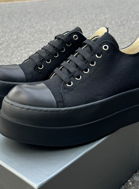 2025 ss RO FABLED 帆布低帮鞋男鞋黑色厚底增高透气系带休闲鞋女