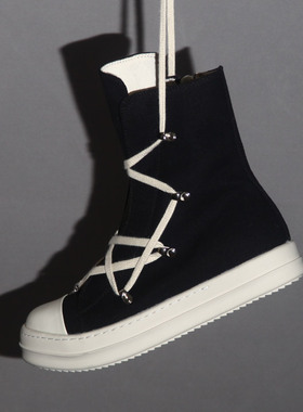 RO FABLED 鞋几何图形五芒星高帮鞋奶香底黑白系带男鞋六芒星女鞋