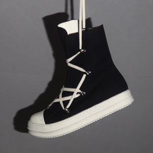 RO FABLED 鞋几何图形五芒星高帮鞋奶香底黑白系带男鞋六芒星女鞋