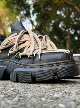 2025ss RO FABLED潮鞋真皮低帮鞋黑色五芒星系带厚底单鞋增高鞋子