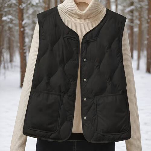 黑色轻薄羽绒棉马甲女保暖叠穿