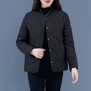 小个子冬装 轻薄羽绒棉服女短款 宽松菱形格薄款 时尚 女外套 2025新款