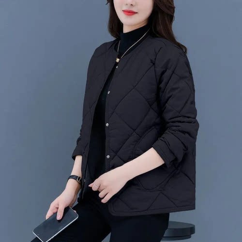 轻薄短款菱格宽松保暖棉衣