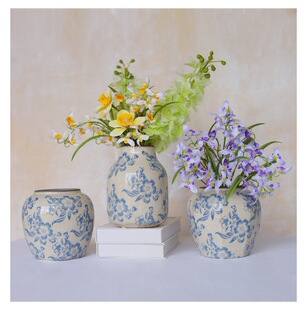 轻奢清韵陶瓷花瓶复古青花瓶客厅餐桌摆设民宿花店咖啡馆装饰摆件