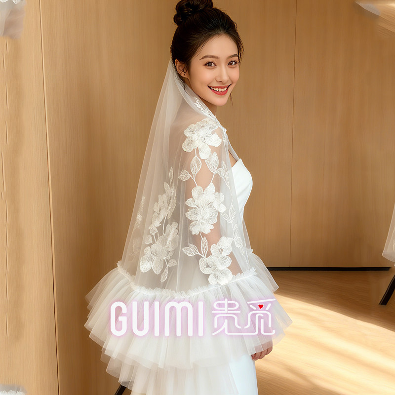 蕾丝头纱新娘高级感婚纱摄影