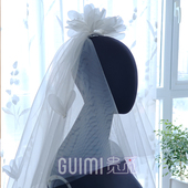 新娘造型头纱短款 饰婚纱摄影化妆道具旅拍多层头饰 立体花朵装