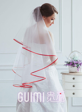 贵觅新娘头纱结婚登记拍照道具