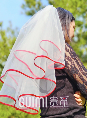 贵觅新娘头纱结婚登记拍照道具
