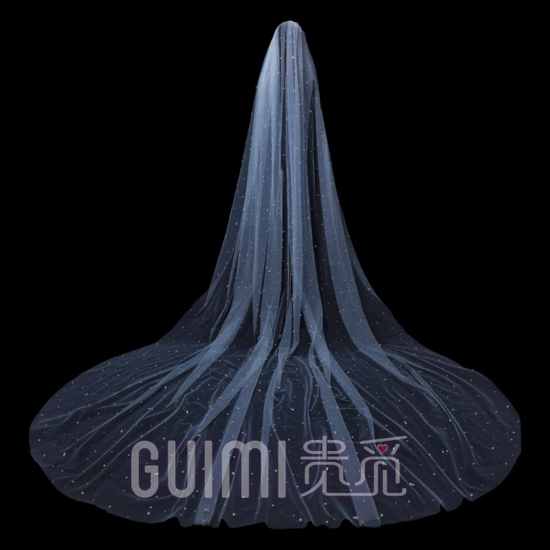 珍珠亮钻大拖尾头纱新娘主婚纱头饰婚礼结婚写真化妆造型长配饰