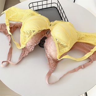 包邮新款定型软模杯蕾丝杯面聚拢无钢圈性感黄色肤色舒适文胸内衣