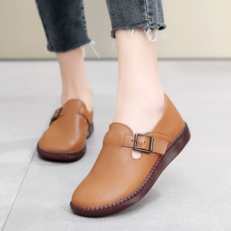 大码舒适真皮单鞋2024春秋款